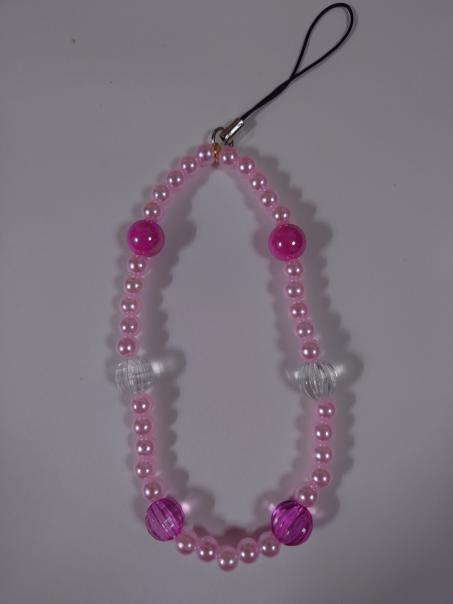 携帯ストラップ ピンク パール ハンドメイド